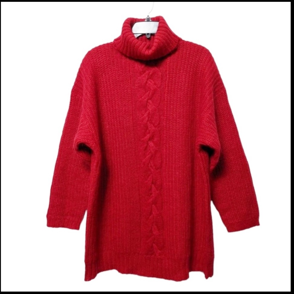 VINTAGE Express Tricot Mohair Blend Long Oversize Turtleneck Sweater L